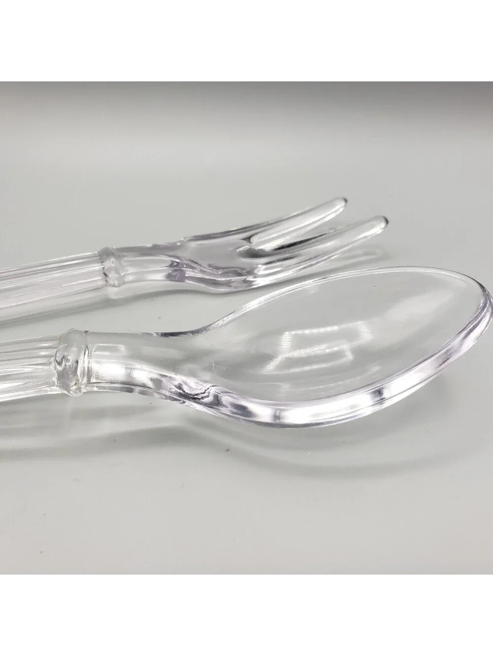 Vintage Imperial Glass Salad Server Set Fork Spoon Depression Era 9.75
